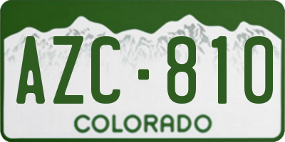 CO license plate AZC810