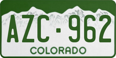 CO license plate AZC962