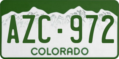 CO license plate AZC972