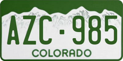 CO license plate AZC985