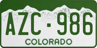 CO license plate AZC986