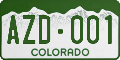 CO license plate AZD001