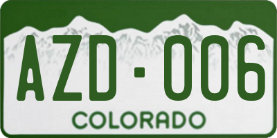 CO license plate AZD006