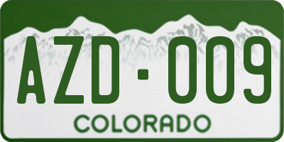 CO license plate AZD009