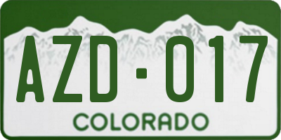 CO license plate AZD017