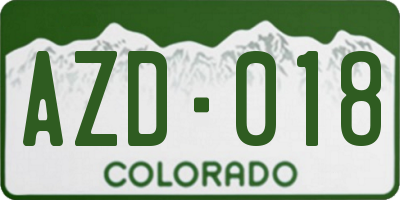 CO license plate AZD018