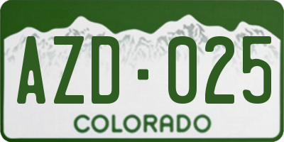 CO license plate AZD025