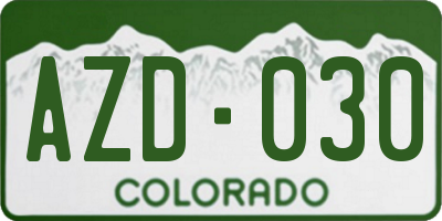 CO license plate AZD030