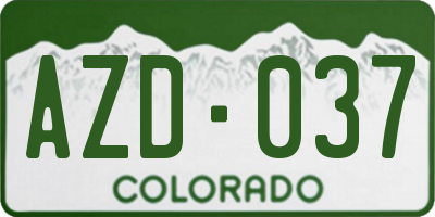CO license plate AZD037