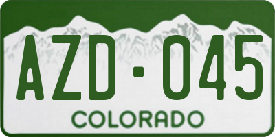 CO license plate AZD045