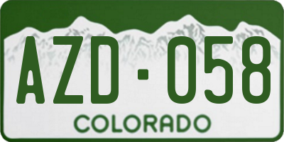 CO license plate AZD058