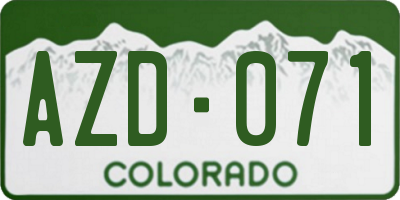 CO license plate AZD071