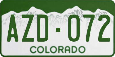 CO license plate AZD072