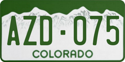 CO license plate AZD075