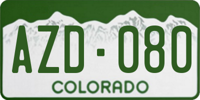 CO license plate AZD080