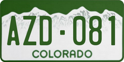 CO license plate AZD081