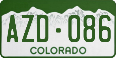 CO license plate AZD086