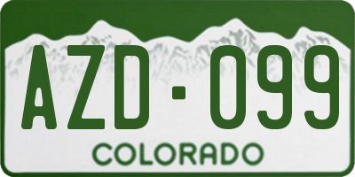 CO license plate AZD099