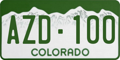 CO license plate AZD100