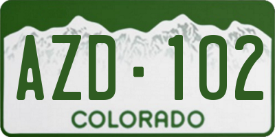 CO license plate AZD102