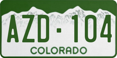 CO license plate AZD104