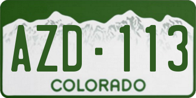 CO license plate AZD113