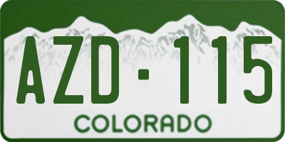 CO license plate AZD115