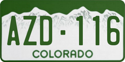 CO license plate AZD116