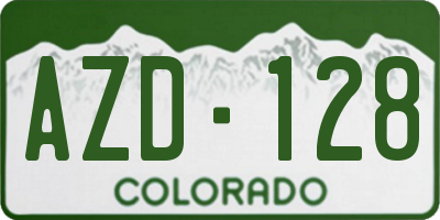 CO license plate AZD128