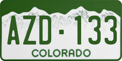 CO license plate AZD133