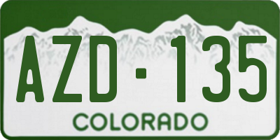 CO license plate AZD135