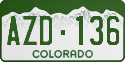 CO license plate AZD136