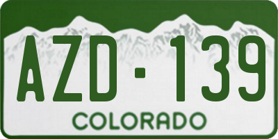 CO license plate AZD139