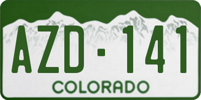 CO license plate AZD141