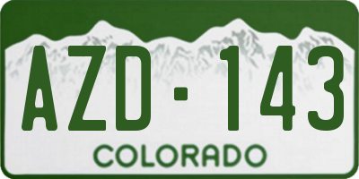 CO license plate AZD143