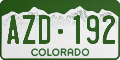 CO license plate AZD192