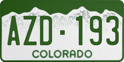 CO license plate AZD193