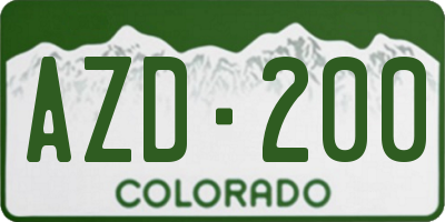 CO license plate AZD200