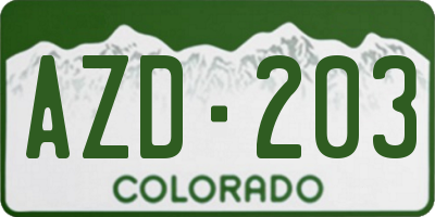 CO license plate AZD203