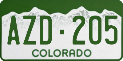 CO license plate AZD205