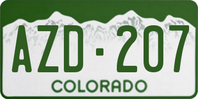 CO license plate AZD207