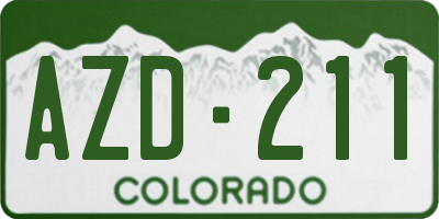 CO license plate AZD211