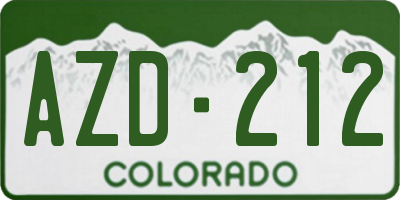 CO license plate AZD212