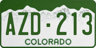 CO license plate AZD213