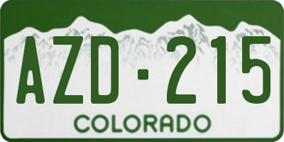 CO license plate AZD215