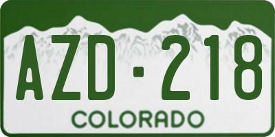 CO license plate AZD218