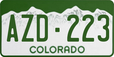 CO license plate AZD223