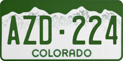 CO license plate AZD224