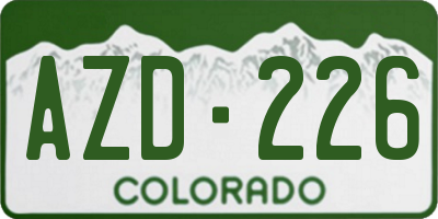 CO license plate AZD226