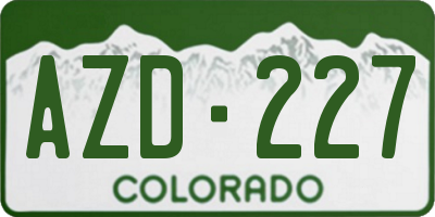 CO license plate AZD227